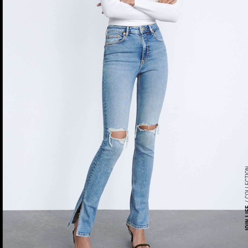 ZARA FULL LENGTH HIGH RISE JEANS